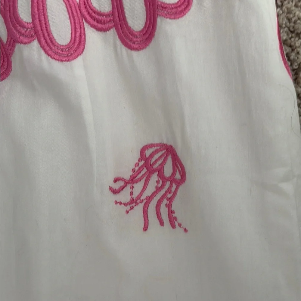 Lilly Pulitzer White Strapless Dress with Pink Scallop Embroidery - Picture 4 of 5